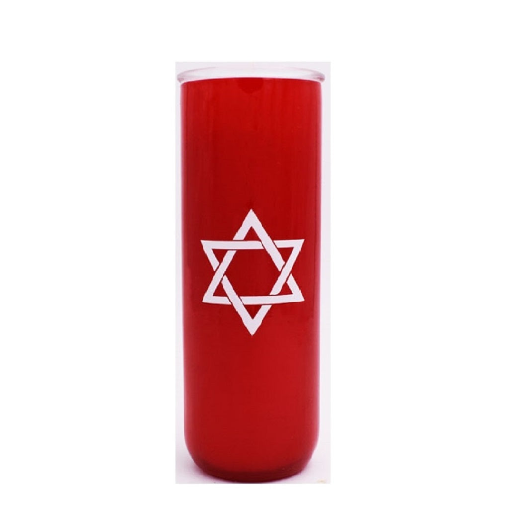 Dadant Candle Red, 7 Day, Glass Jewish Shiva Candle - Case of 12 Candles