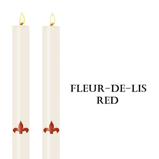 dadant-candle-fleur-de-lis-series-red-side-altar-candles-set-of-2-candles-fleur-de-lis