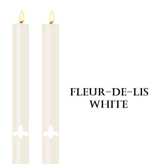 dadant-candle-fleur-de-lis-series-white-side-altar-candles-set-of-2-candles-fleur-de-lis
