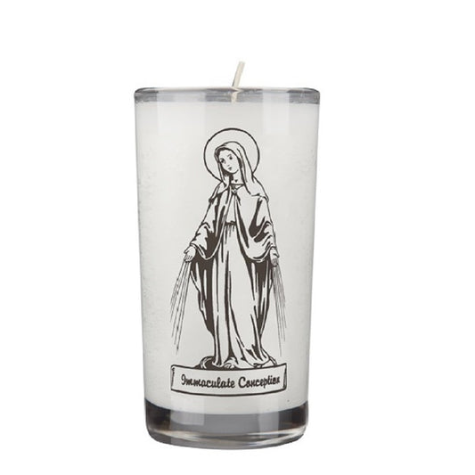 dadant-candle-immaculate-conception-72-hour-glass-prayer-candle-case-of-12-candles-153071