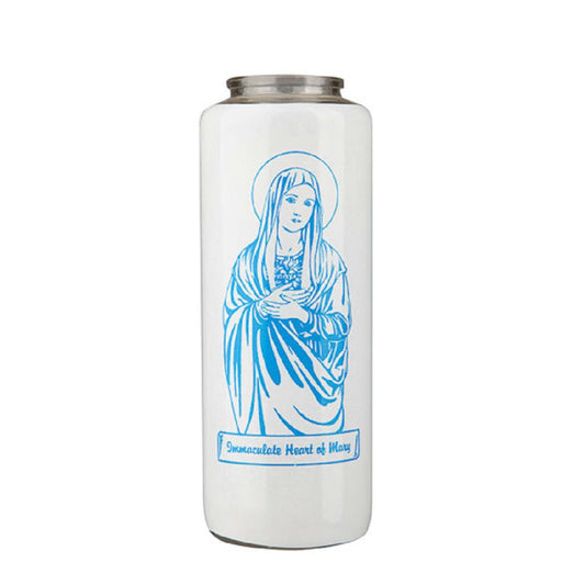 dadant-candle-immaculate-heart-of-mary-6-day-glass-devotional-candle-case-of-12-candles-85500