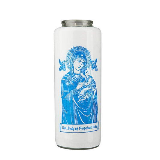 dadant-candle-our-lady-of-perpetual-help-6-day-glass-devotional-candle-case-of-12-candles-85200