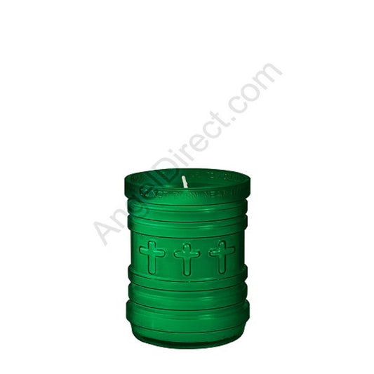 dadant-candle-p-series-green-3-day-plastic-devotional-candle-case-of-24-candles-410400