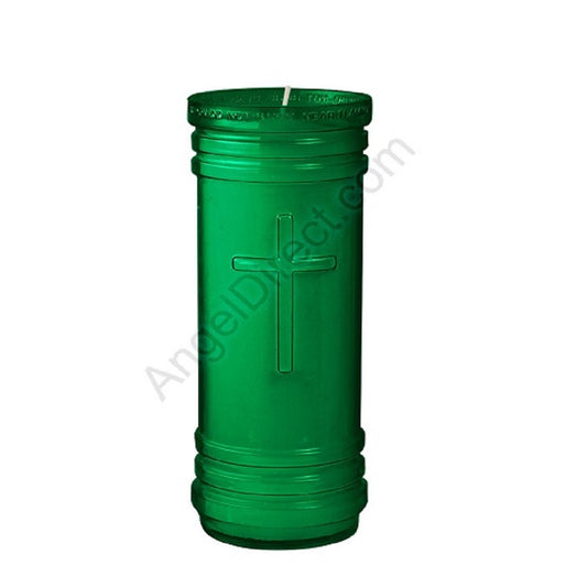 dadant-candle-p-series-green-5-1-2-day-plastic-devotional-candle-case-of-24-candles-450400