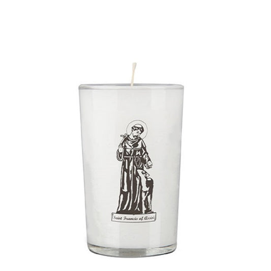 dadant-candle-saint-francis-of-assisi-24-hour-glass-prayer-candle-case-of-12-candles-142075