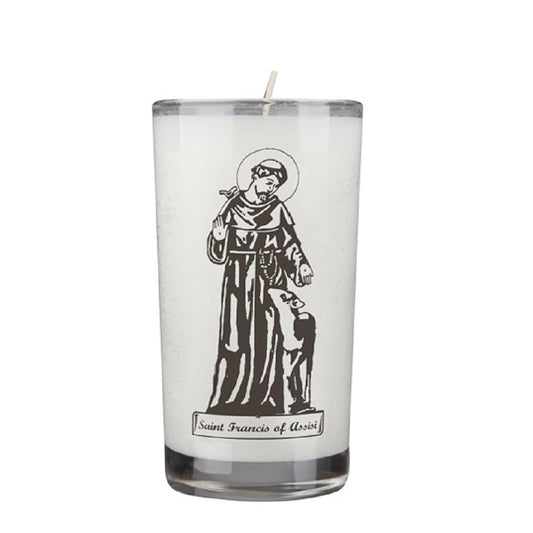 dadant-candle-saint-francis-of-assisi-72-hour-glass-prayer-candle-case-of-12-candles-153075