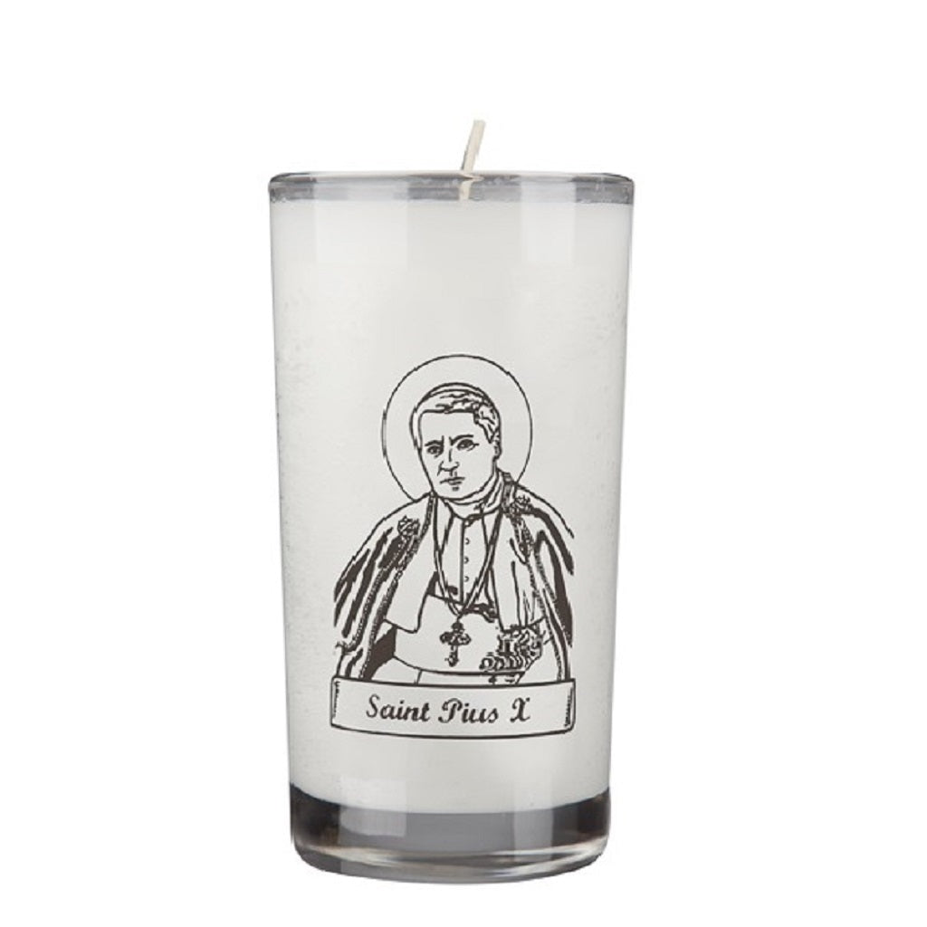 dadant-candle-saint-pius-x-72-hour-glass-prayer-candle-case-of-12-candles-153086