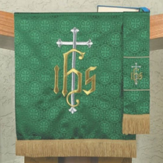 r-j-toomey-maltese-cross-green-jacquard-pulpit-scarf-vc733