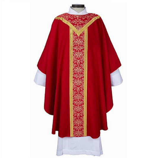 r-j-toomey-saint-remy-collection-red-gothic-style-chasuble-with-banded-round-neck-and-inner-stole-j0107red
